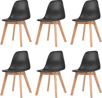 vidaXL Sillas De Comedor 6 Unidades Pl&aacute;stico Negro Vidaxl