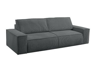 Vente-Unique Sof&aacute; cama de 4 plazas de pana gris antracita AMELIA