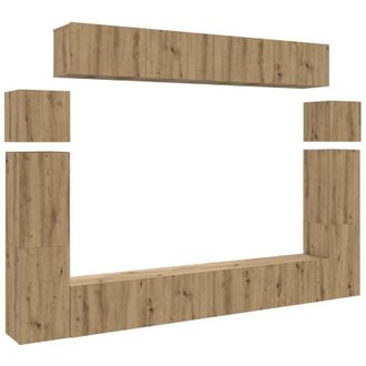 vidaXL Vidaxl - Mueble Para Tv De Pared Madera Contrachapada Artesanal 8 Piezas