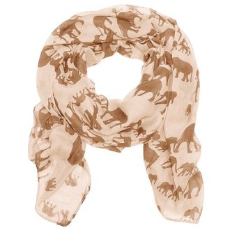 World of Shawls Ladies Womens Elephant Print Scarf Wraps Shawl Soft Scarves Sarong (Big Elephant Light Gold)