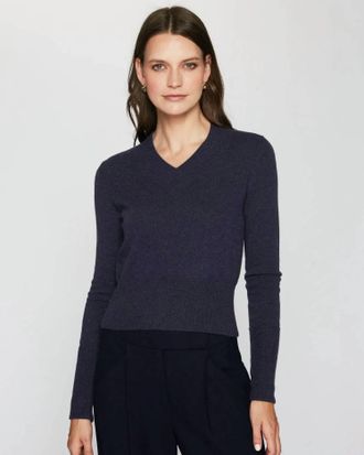Autumn Cashmere V Neck With High Cuffs Sweater In Ink