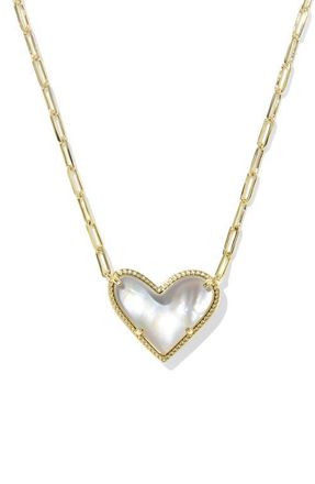 Kendra Scott Ari Heart Pendant Necklace in Gold Ivory Mother Of Pearl at Nordstrom