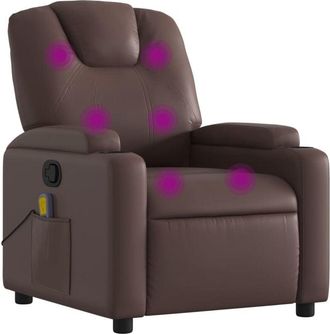 vidaXL Vidaxl - Sillón de masaje reclinable cuero sintético marrón