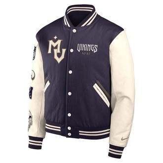Nike Minnesota Vikings Rivalries Collection Nike Mens NFL Full-Snap Varsity Jacket in Purple | 05AI0KTZ9M-SZV