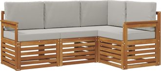 vidaXL Conjunto De Sof&aacute;s De Exterior 4 Uds. Gris Natural Y Claro Vidaxl