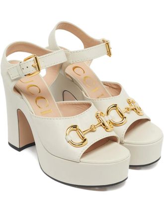 Gucci Horsebit platform sandals - women - Calf Leather/Calf Leather/Calf Leather - 39.5 - Neutrals