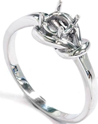 Pompeii3 14K White Gold Knot Solitaire Engagement Ring Setting Size Selectable