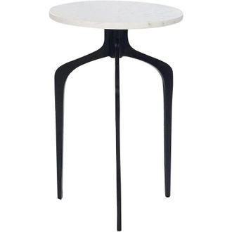 Beliani Beliani - Glam Side Table 3 Black Metal Legs Marble Top Round White &oslash; 36 cm Tihoi