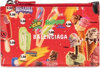 Balenciaga Wallets & Cardholders, male, Red, Size: ONE SIZE Leather Card Holder With Print