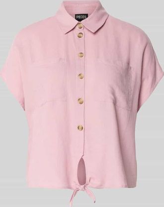 Pieces Regular Fit Hemdbluse aus Viskose-Leinen-Mix Modell PIA in Rosa, Gr&ouml;&szlig;e XL