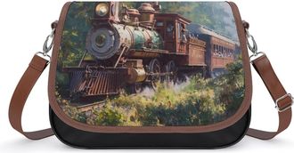 Generic Vintage Steam Train Moving Through Forests Womens Crossbody Bag Fashion Shoulder Handbags Message Tote Bag with Adjustable Strap