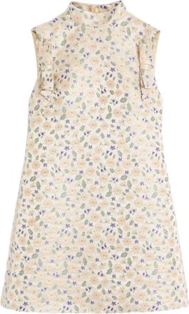 Valentino Garavani floral-jacquard mini dress - women - Polyester/Silk/Metallic Fibre/Acetate/Silk - 42 - Neutrals