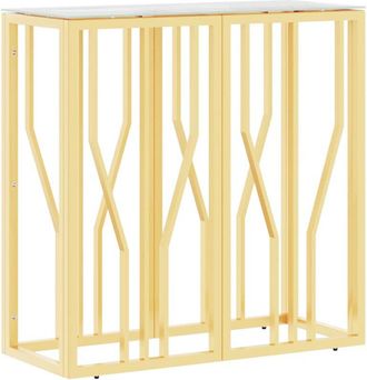 vidaXL Vidaxl - Mesa Consola De Acero Inoxidable Y Vidrio Dorada 70x30x70 Cm