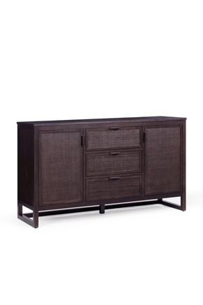 Teamson Home Hatteras Wooden Sideboard 3 Drawers 2 Doors in Dark Brown