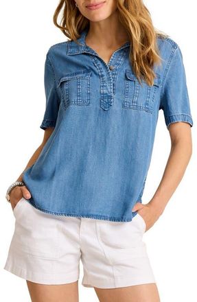 Tommy Bahama OLei Chambray Utility Pullover Shirt in Med Indigo Wash at Nordstrom, Size Medium