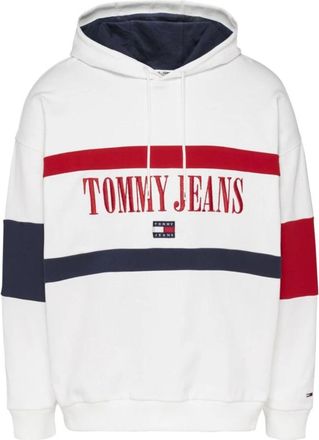 Tommy Jeans Cotton Hoodie met Wit Logo - Heren - Hoodies - Wit - L - Katoen - Hoodies & sweatvesten