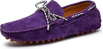 Generic Mens Loafers Shoes PU Suede Vamp Deck Shoes Design 1-Eye Perforated Option Breathable Resistant Anti-Slip Flat Heel Lightweight Comfortable Fashion(Pu