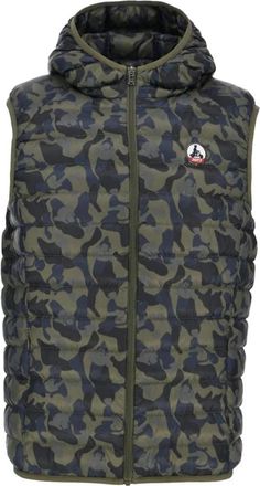 Jott Camouflage Mouwloze Puffer Jacket - Heren - Bodywarmers - Groen - S - Jassen