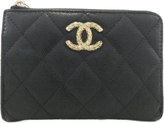 Chanel Black Grained Calfskin Coin Purse/Coin Case (Pre-Owned)