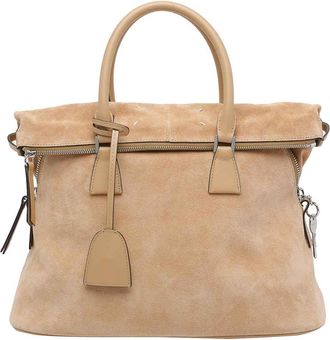Maison Margiela Beige Suede 5Ac Handbag