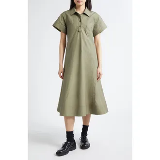 3.1 Phillip Lim Trapeze Cotton Poplin Shirtdress in Burnt Olive at Nordstrom, Size X-Small