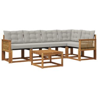 vidaXL Conjunto De Sof&aacute;s De Exterior 6 Pcs Natural Y Gris Claro Vidaxl