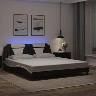 vidaXL Vidaxl - Estructura De Cama Con Led Sin Colch&oacute;n Negro Blanco 180x200 Cm