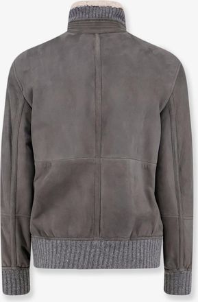 Brunello Cucinelli Mens Shearling Jacket Grey Sheepskin