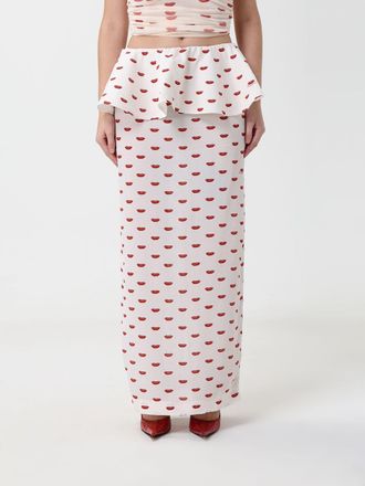 Fiorucci Long Pencil Skirt in Viscose with Graphic Print and Ruffles