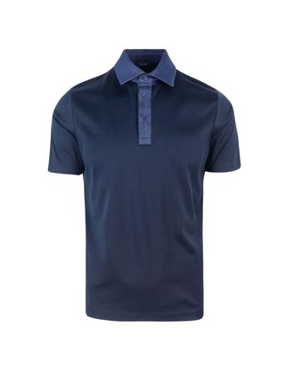 Paul & Shark Polo Shirt with Denim Detail and Organic Cotton Piquet