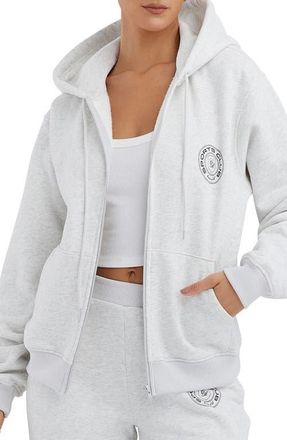 House of CB Mirage Cotton Blend Hoodie in Light Grey Marl at Nordstrom, Size X-Small