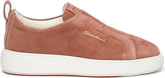 Santoni Suede Slip-On Sneaker - Dames - Sneakers - Roze - 38 1/2 EU - Su&egrave;de - Schoenen