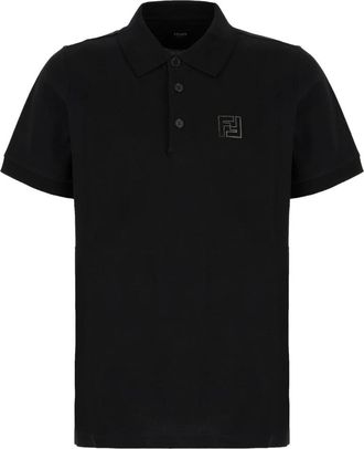 Fendi Tops, Heren, Zwart, M, Katoen, Klassieke Polo Shirt voor Mannen