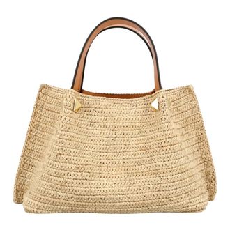 Valentino Garavani Handbags, female, Beige, Size: ONE SIZE Small Raffia Shopping Bag