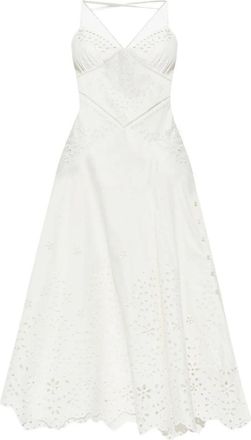 Self Portrait Witte Jurk met Strikdetail - Dames - Casual kleedjes - Wit - S - Katoen - Kleedjes