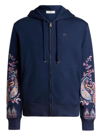 Etro floral paisley-print hoodie - Blue