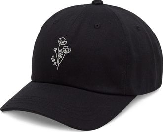 tentree Flower Embroidery Peak Hat in Meteorite Black/light Moss at Nordstrom