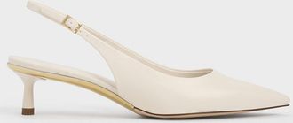 Charles & Keith Curtis Pointed-Toe Kitten-Heel Slingback Pumps