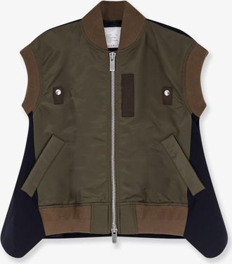 sacai Giubbino smanicato in nylon con inserto in tessuto - SACAI - gender_Woman