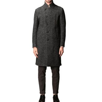 Armani Single-Breasted Coats, male, Gray, Size: 3XL Elegant Anthracite Wool Coat