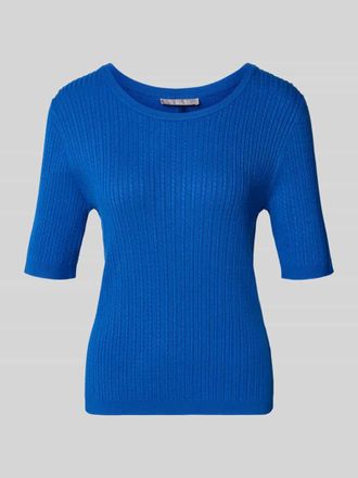 Christian Berg Sim Fit Strickpullover aus Viskose-Mix mit Zopfmuster in Blau, Gr&ouml;&szlig;e 34