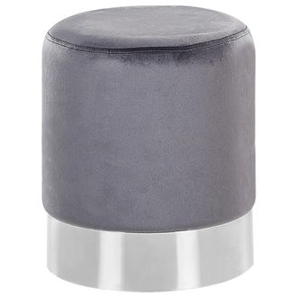 Beliani Puf De Terciopelo Gris Plateado 36 X 44 Cm Reposapi&eacute;s Glamour Brigitte