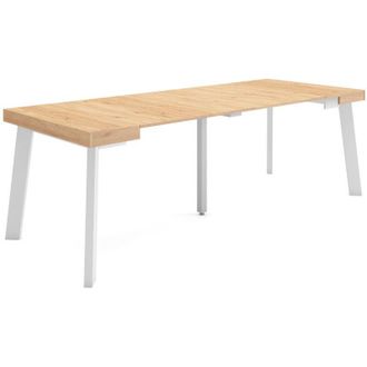 Skraut Home Consolle allungabile, Tavolo consolle allungabile, 220, Per 10 persone, Gambe in legno, Stile moderno, Rovere - Skraut Home