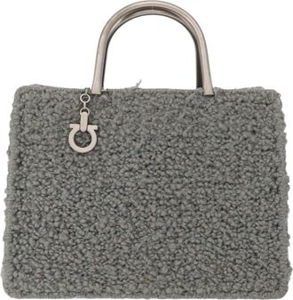 Ferragamo Gancini Handbag Wool Gray Wool Handbag (Pre-Owned)