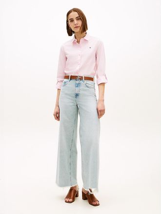 Tommy Hilfiger Womens Raw Hem High-Rise Wide Leg Jean - Light Wash Denim - 27W x RegularL