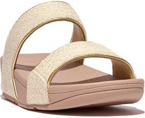 FitFlop Lulu Shimmerweave Platform Slide Sandal in Stone Beige Mix at Nordstrom Rack, Size 11