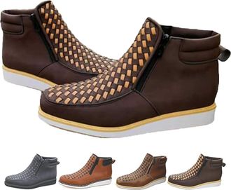 Generic Zenfaze Handcrafted Western Cowboy Boots, Mens Square Toe Leather Hand-woven Cowboy Petatillo Boot (Coffee,10.5)