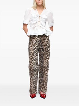 Ganni Tie Strap Blouse In Bright White