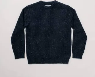 Schott NYC Men Donegal Crewneck Sweater In Navy