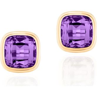 Goshwara Manhattan Cushion Cut Stud Earrings in Purple at Nordstrom